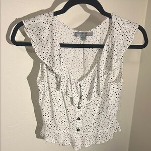 Good Luck Gem White Blouse with Black Dots